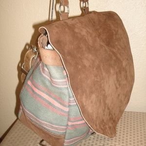 Armani Jeans Brown Suede/Canvas Messenger Bag EUC!